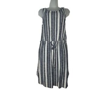 Old Navy Blue and White Striped Sleeveless Linen‎ Dress Medium
